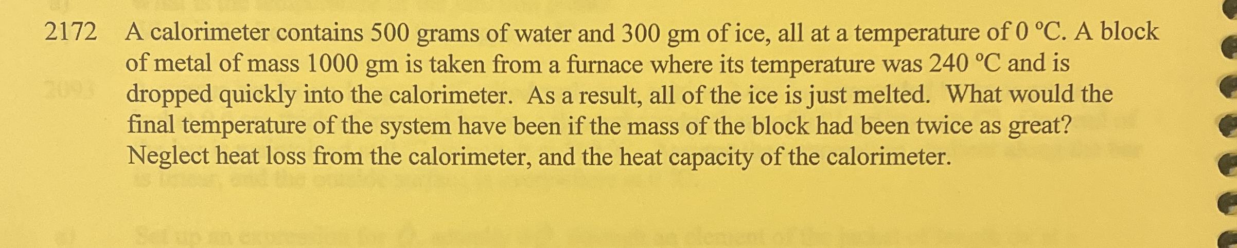 2 1 7 2 A calorimeter contains 5 0 0 grams of