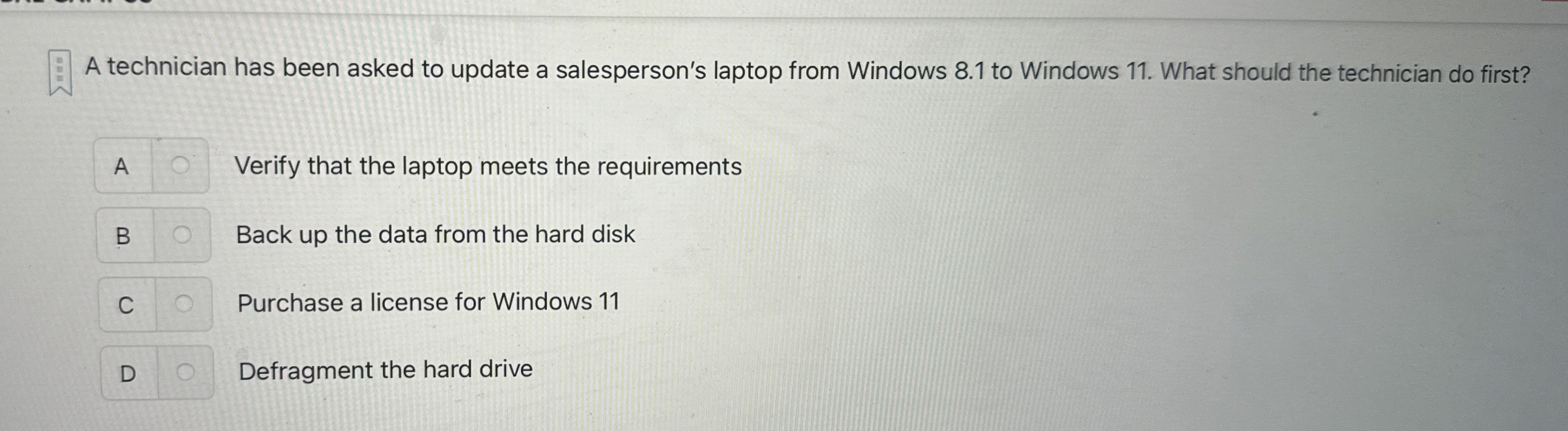 A technician has been asked to update a
