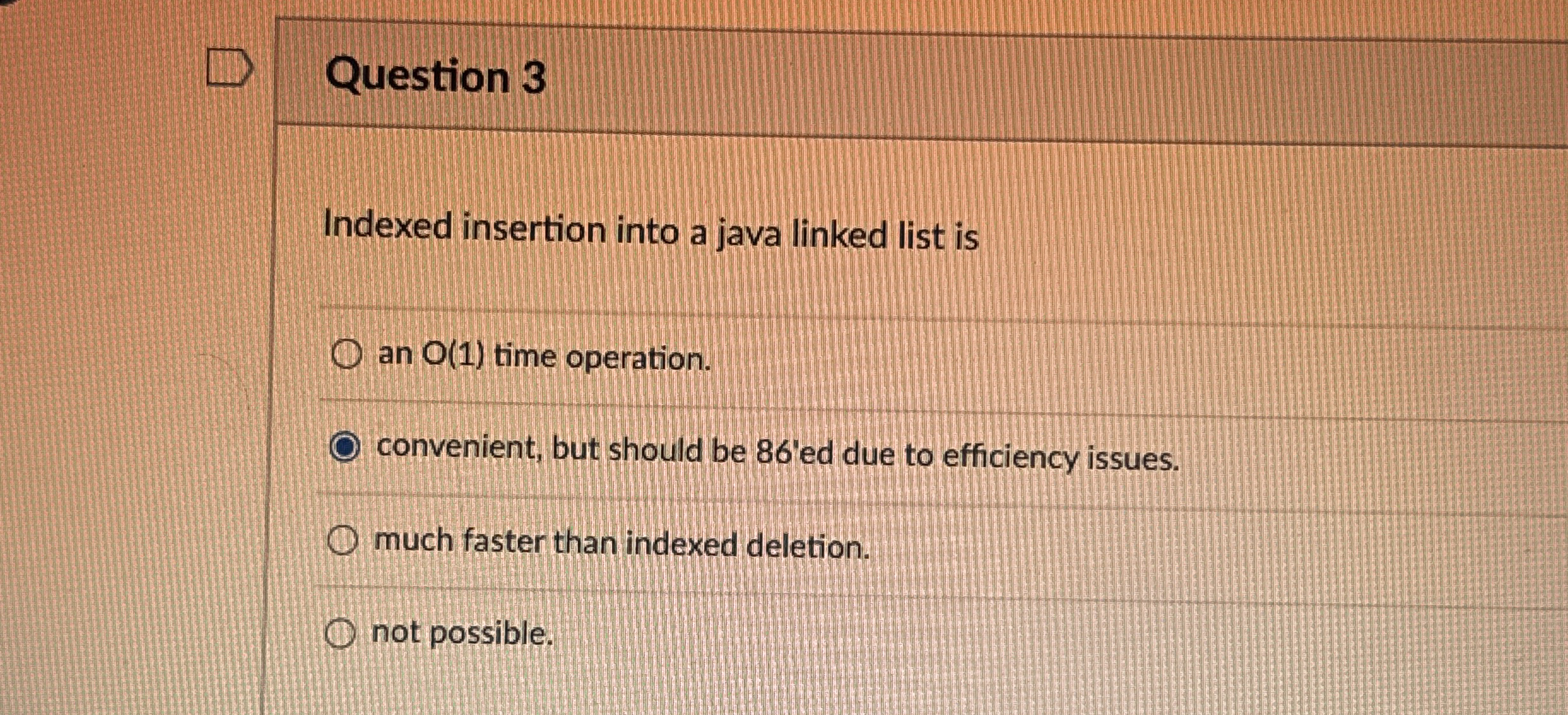 Question 3 Indexed insertion into a java linked
