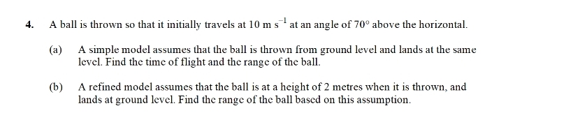 A ball is thrown so that it initially travels at