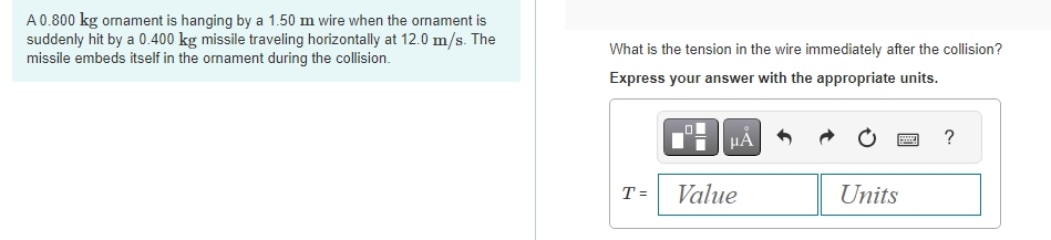 A 0 . 8 0 0 kg ornament is hanging by a 1 . 5 0 m