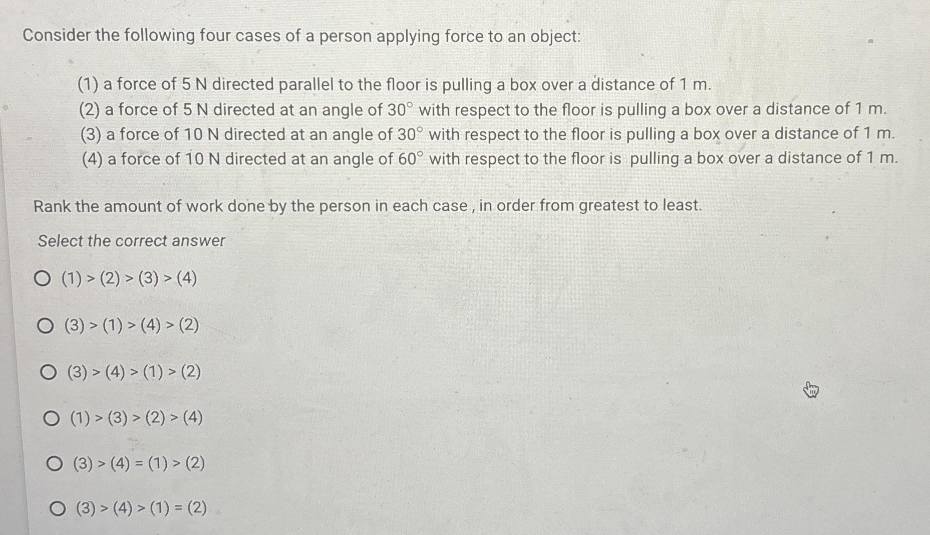Consider the following four cases of a person