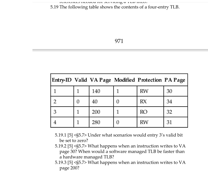 5 . 1 9 The following table shows the contents of