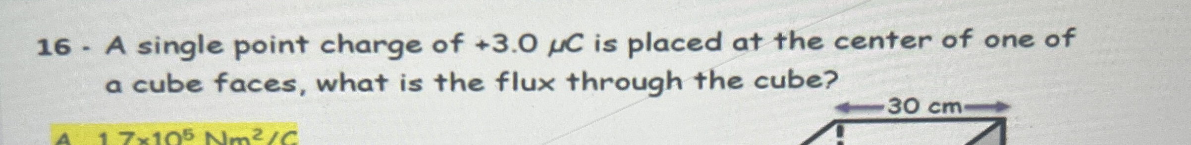 A single point charge of + 3 . 0 C is placed at