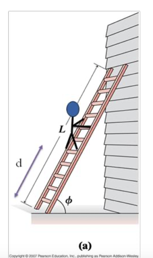A uniform ladder of length, L and weight 4 0 0 N