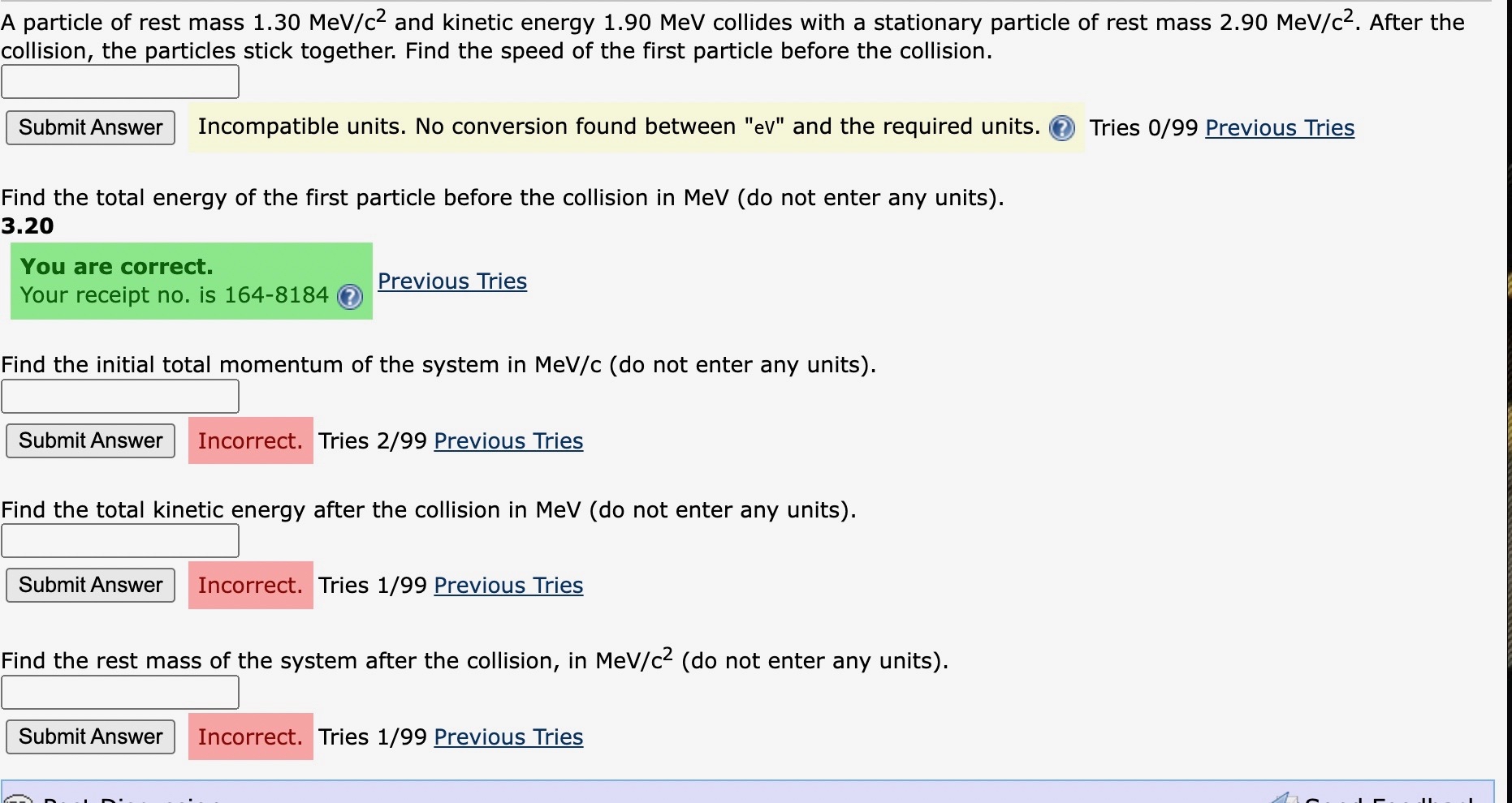 A particle of rest mass 1 . 3 0 M e V c 2 and