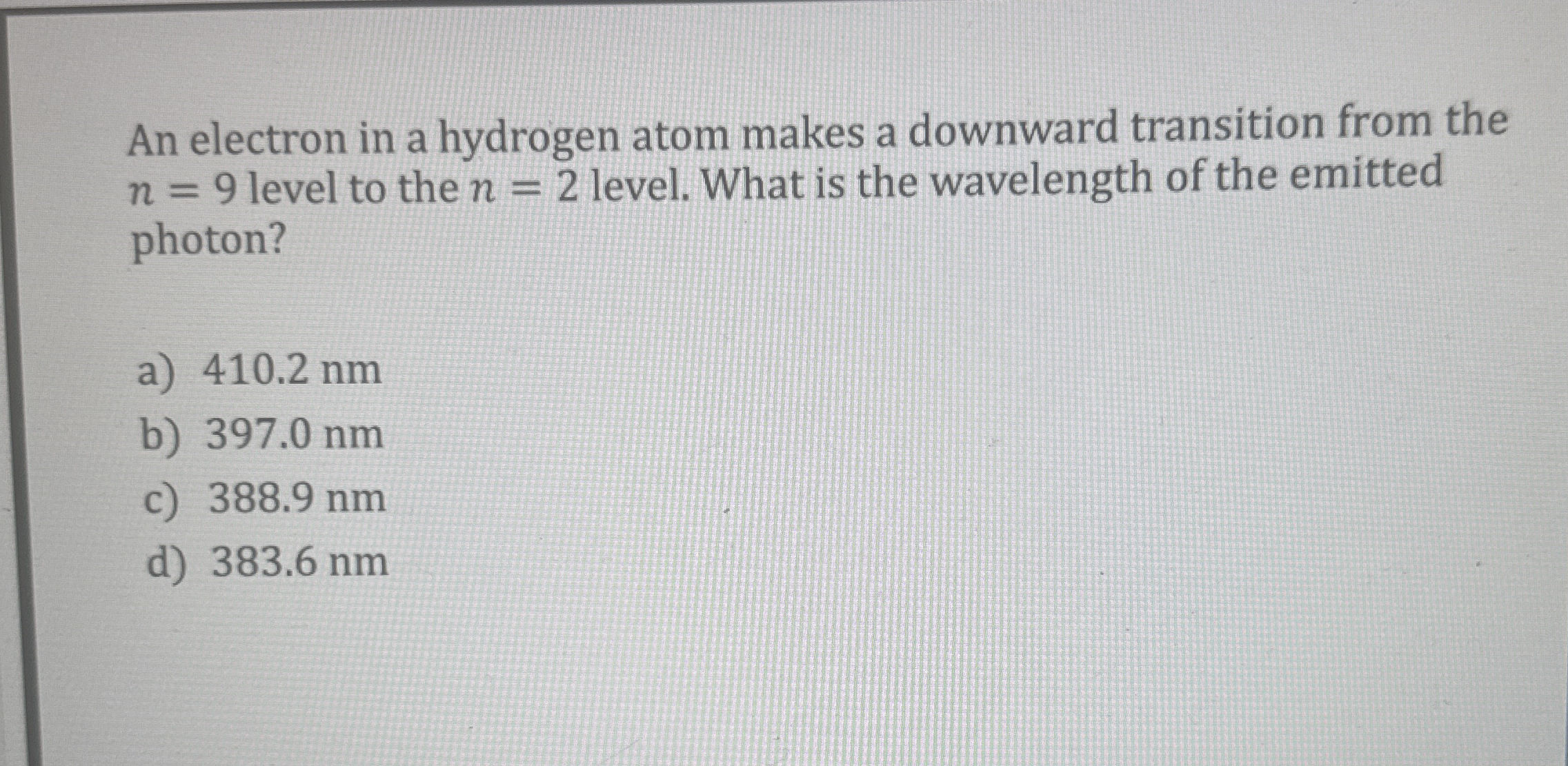 An electron in a hydrogen atom makes a downward