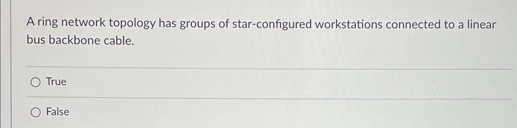 A ring network topology has groups of star -