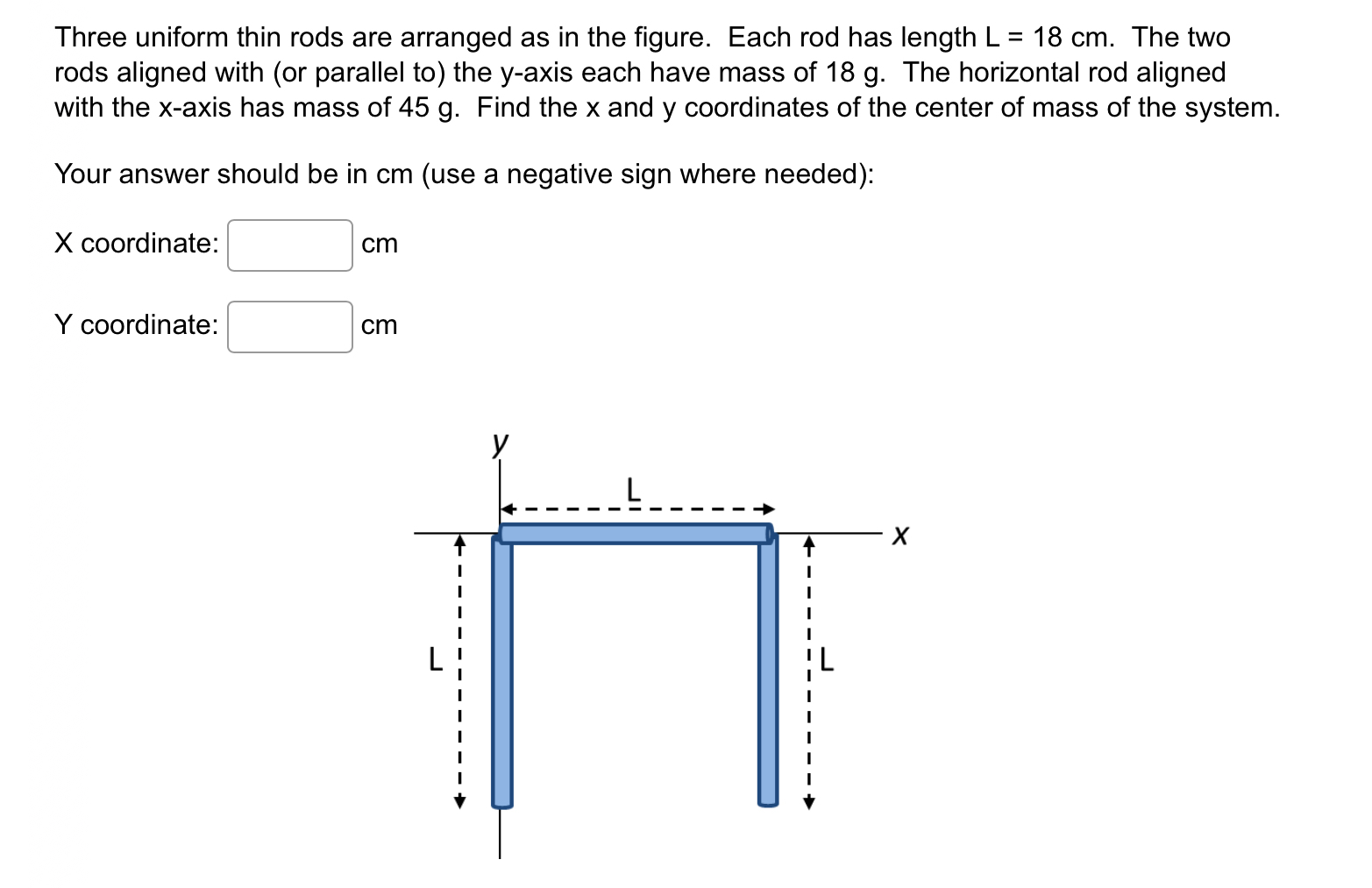 Three uniform thin rods are arranged as in the
