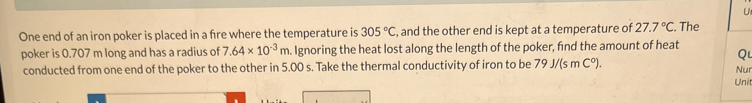 One end of an iron poker is placed in a fire