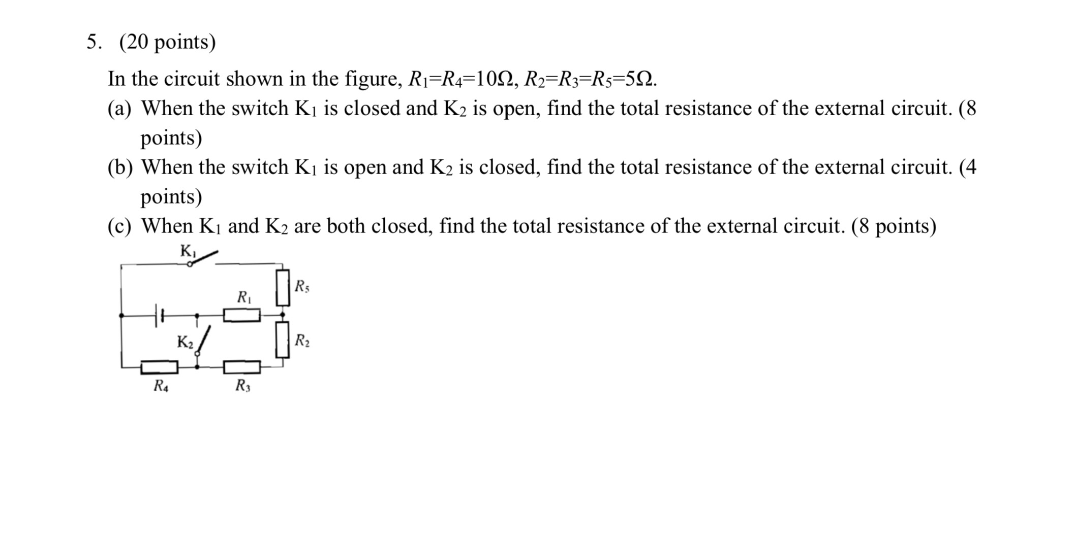 ( 2 0 points ) In the circuit shown in the