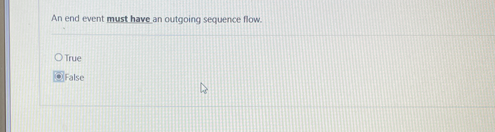 An end event must have an outgoing sequence flow.