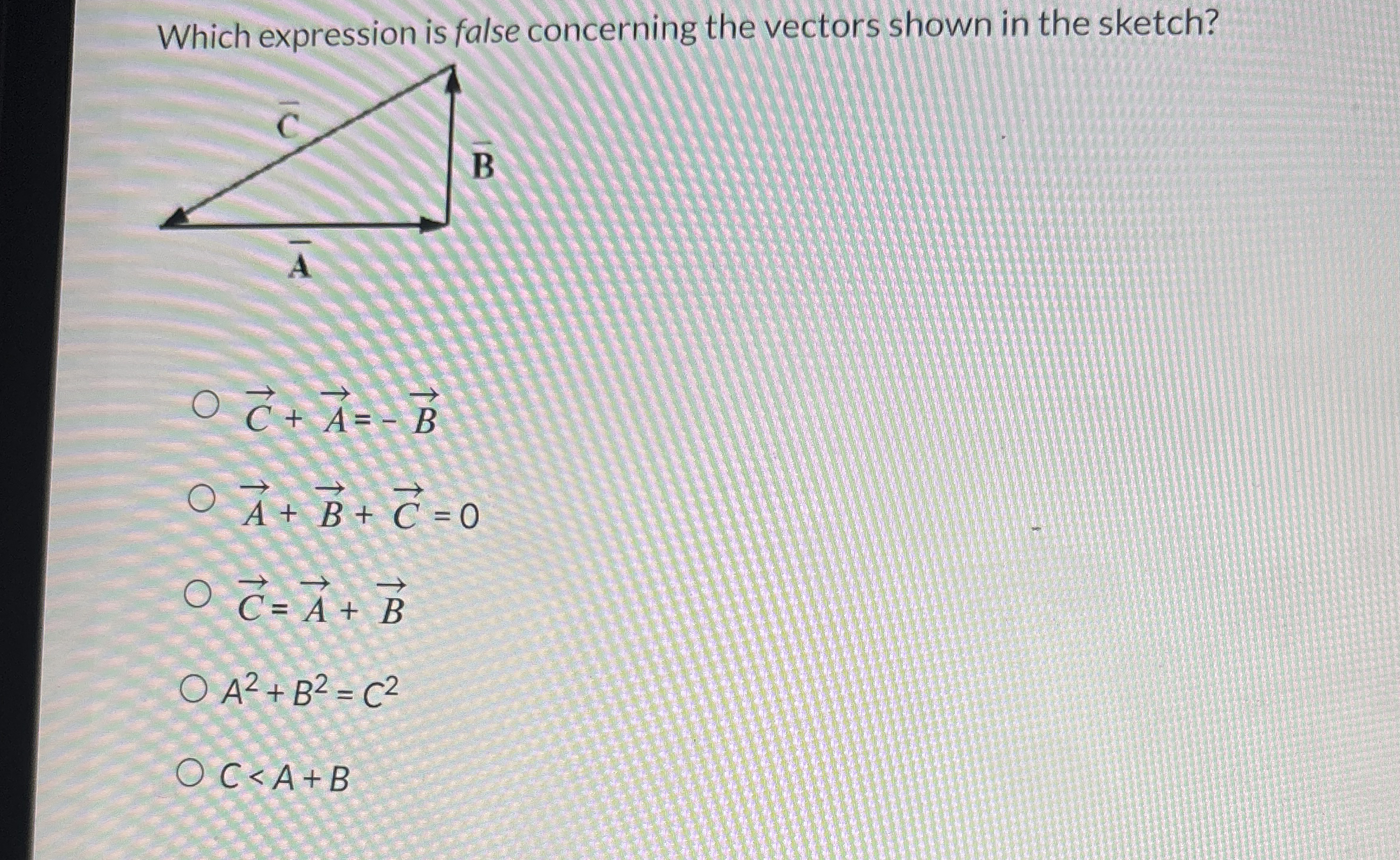 Which expression is false concerning the vectors