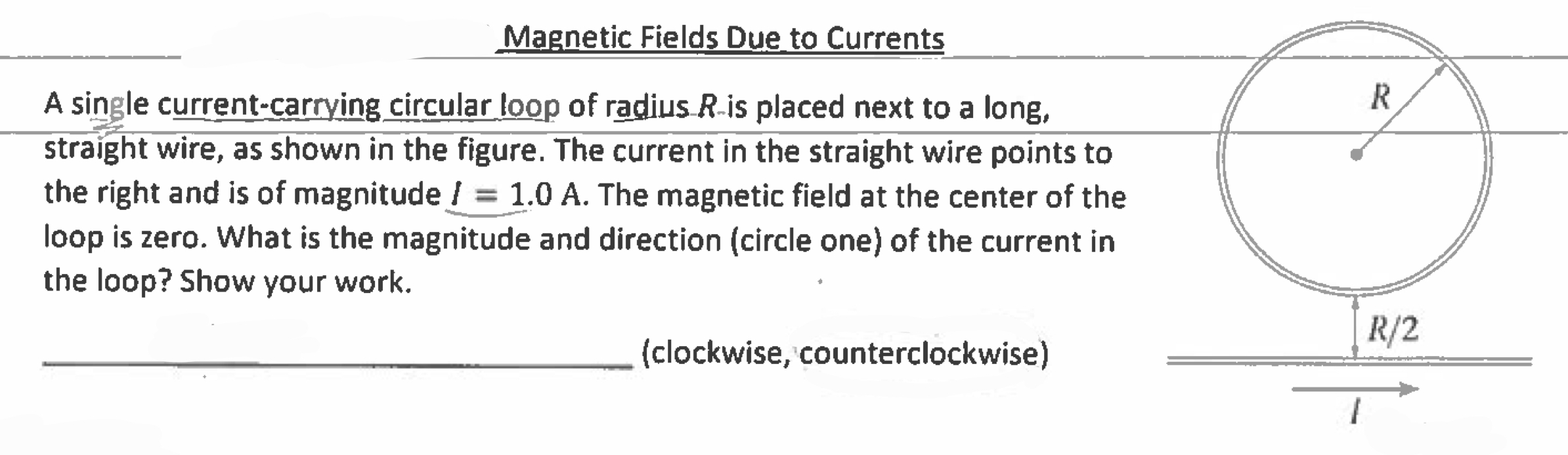Magnetic Fields Due to Currents A single current