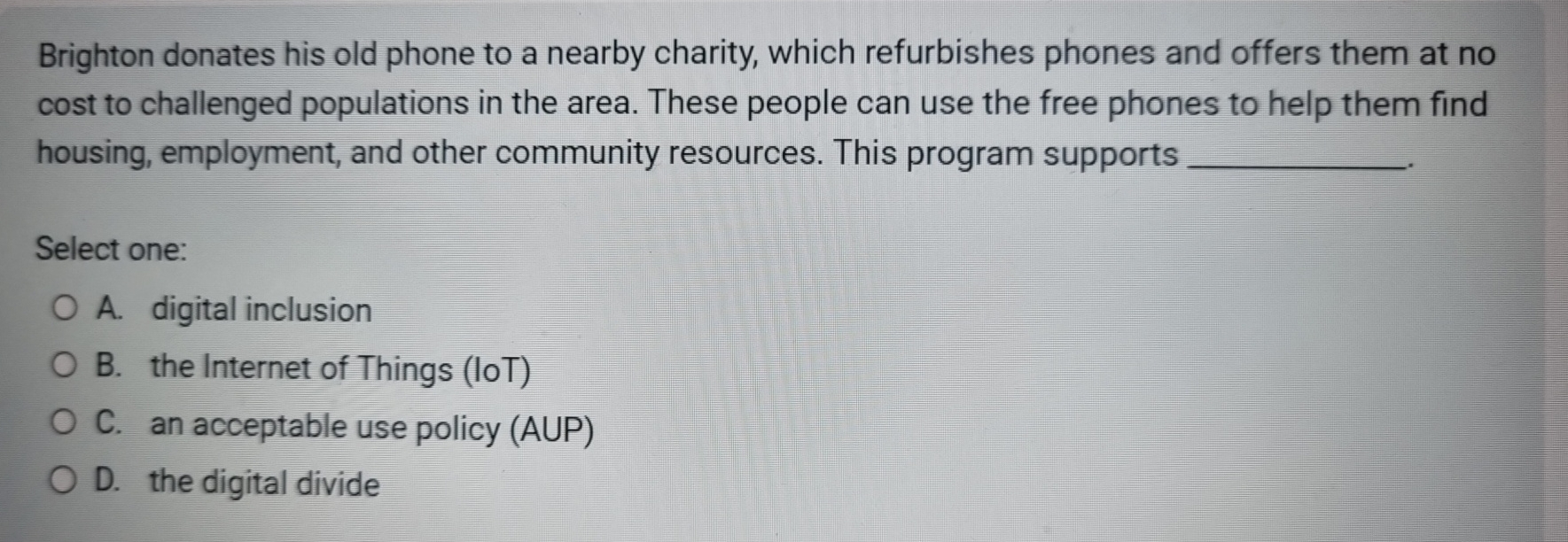 Brighton donates his old phone to a nearby