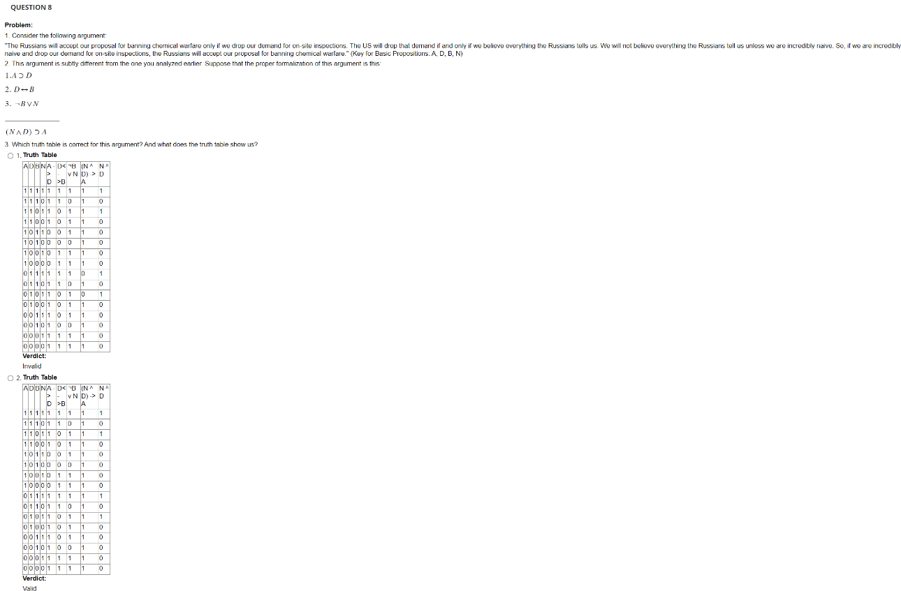 QUESTION 8 Problem: Consider the following