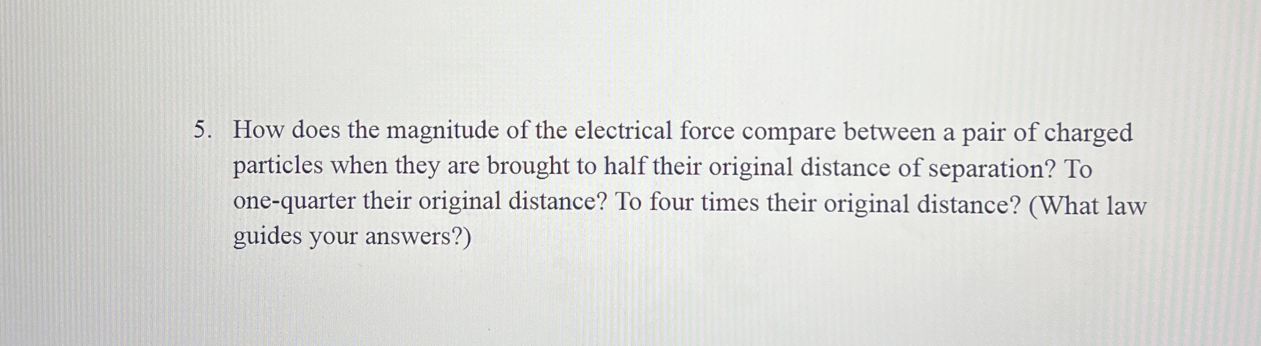 How does the magnitude of the electrical force