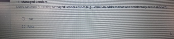 Managed Senders Users can modify existing Managed