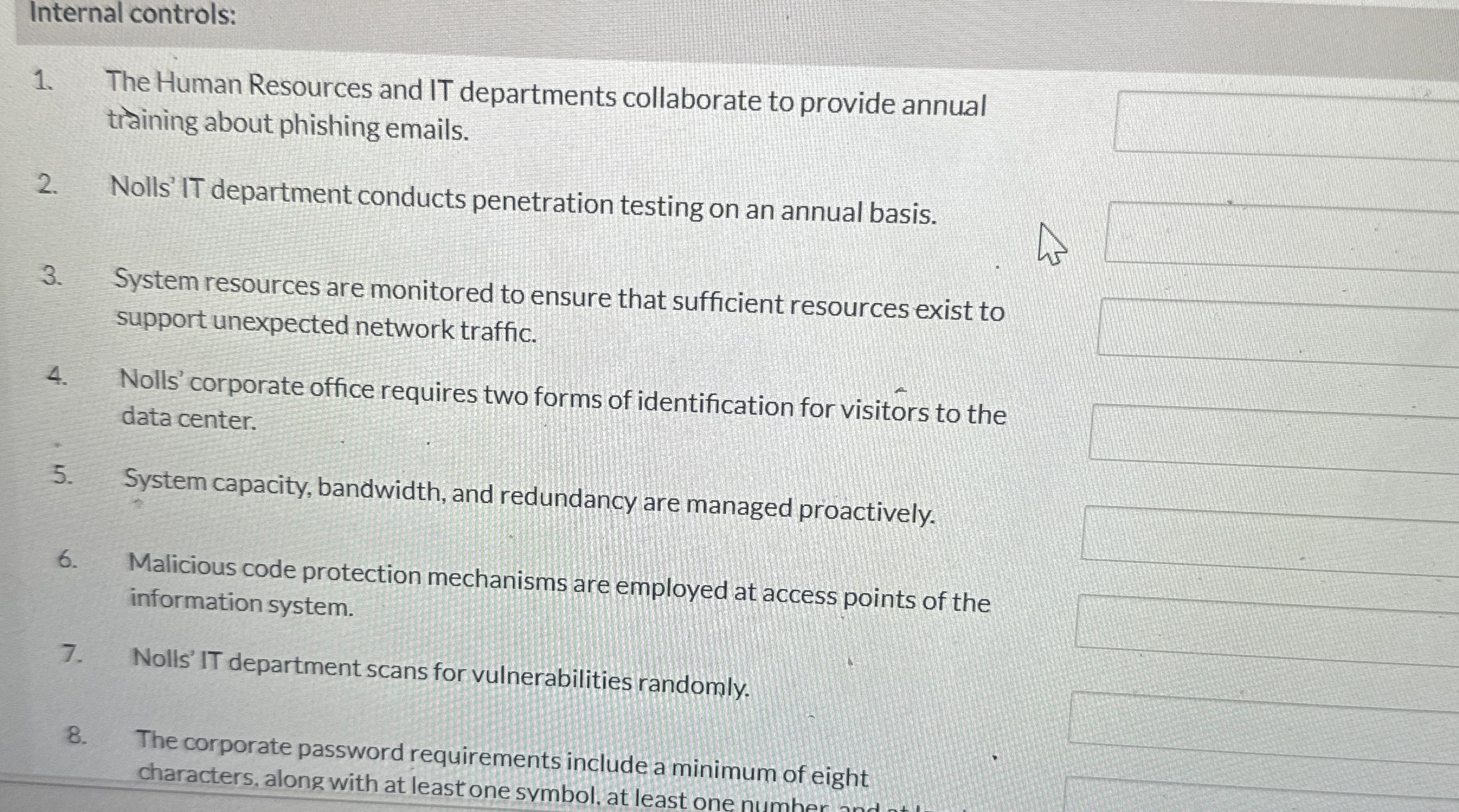 Internal controls: The Human Resources and IT