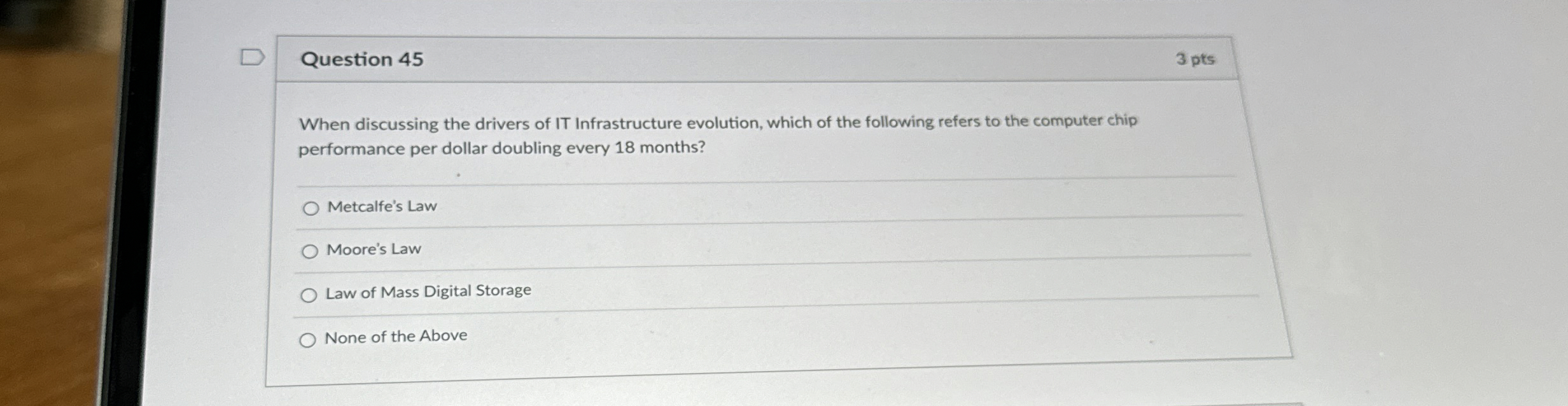 Question 4 5 3 pts When discussing the drivers of