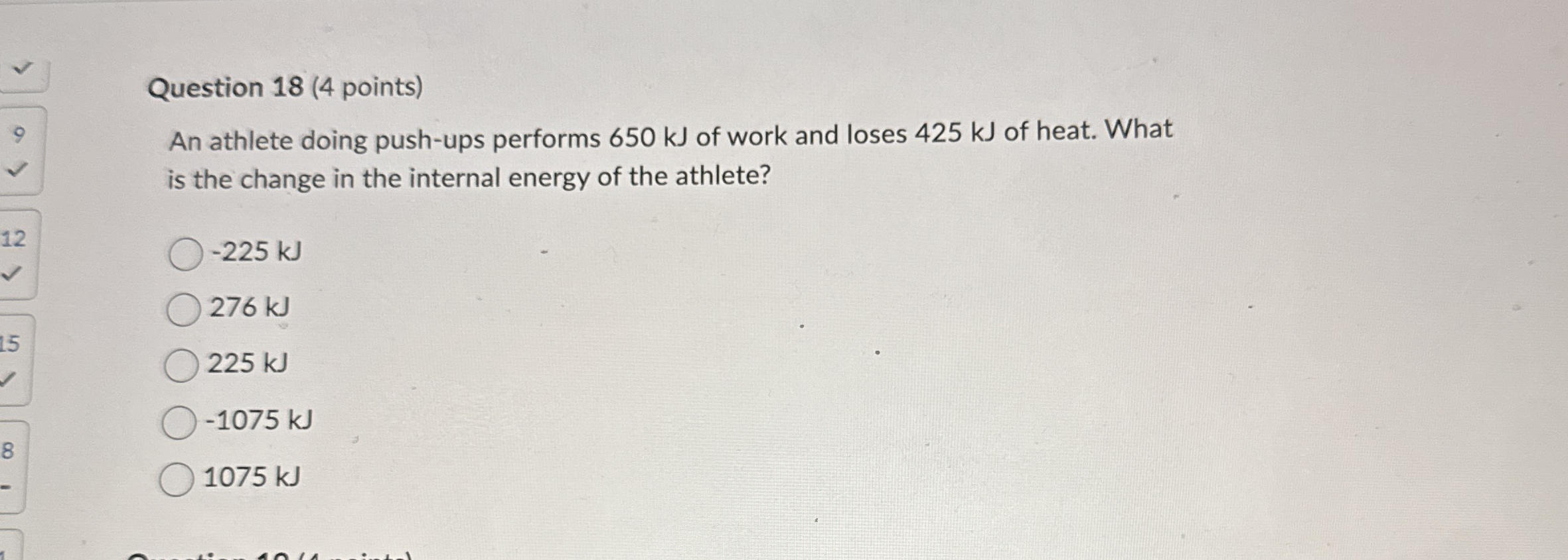 Question 1 8 ( 4 points ) An athlete doing push -