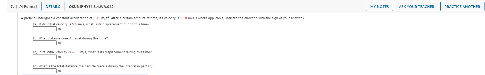 a particle undergoes a constant acceleration of 3