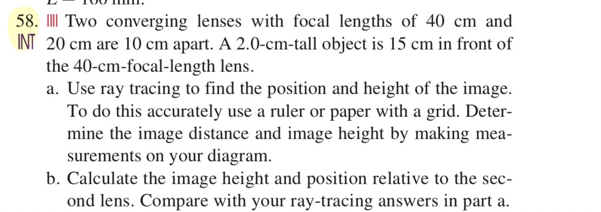 IIII Two converging lenses with focal lengths of