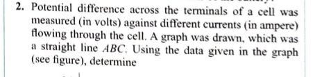 Potential difference across the terminals of a
