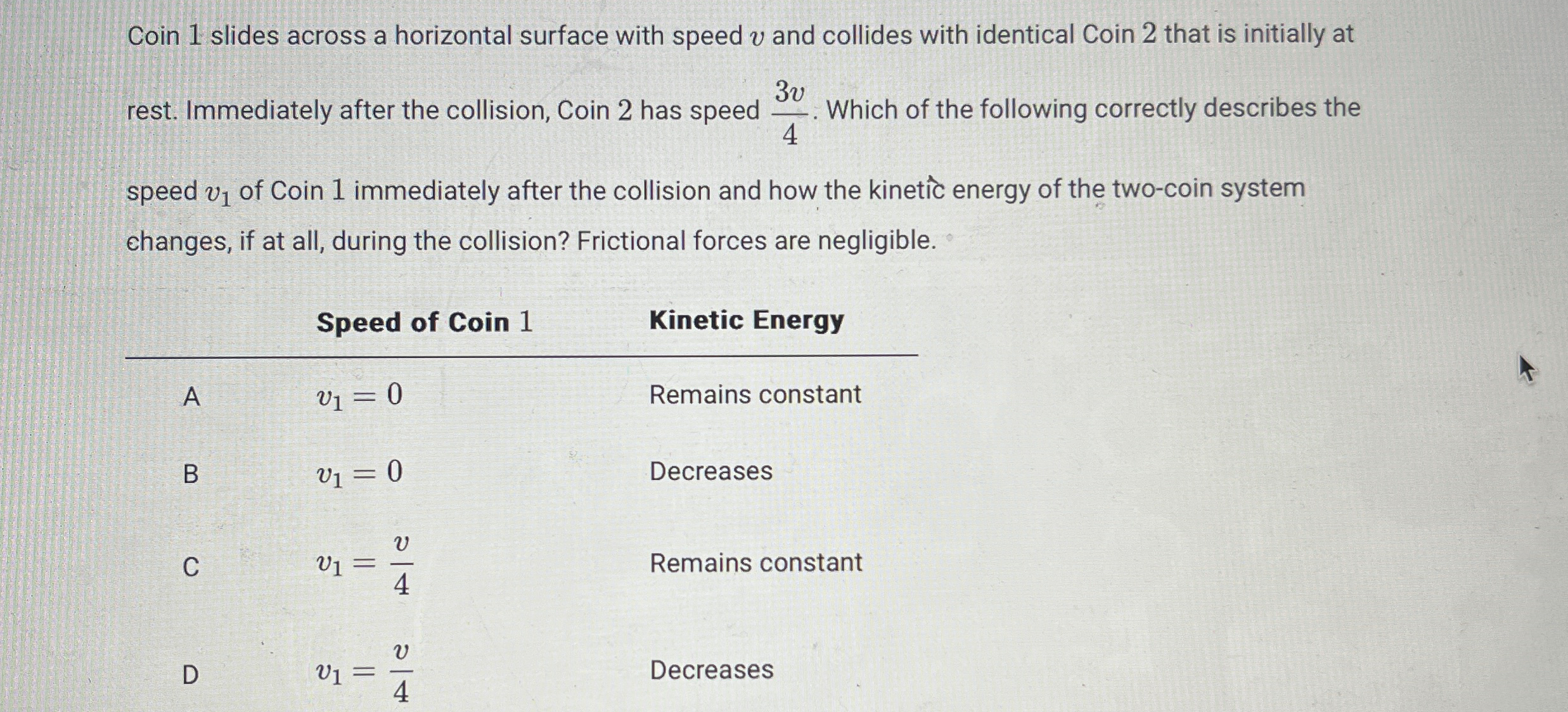 Coin 1 slides across a horizontal surface with