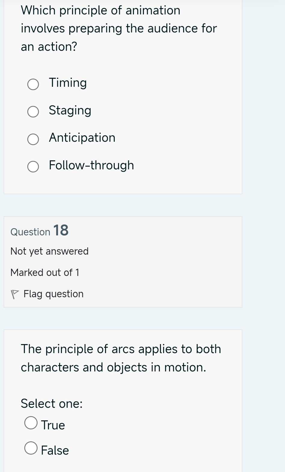 Which principle of animation involves preparing