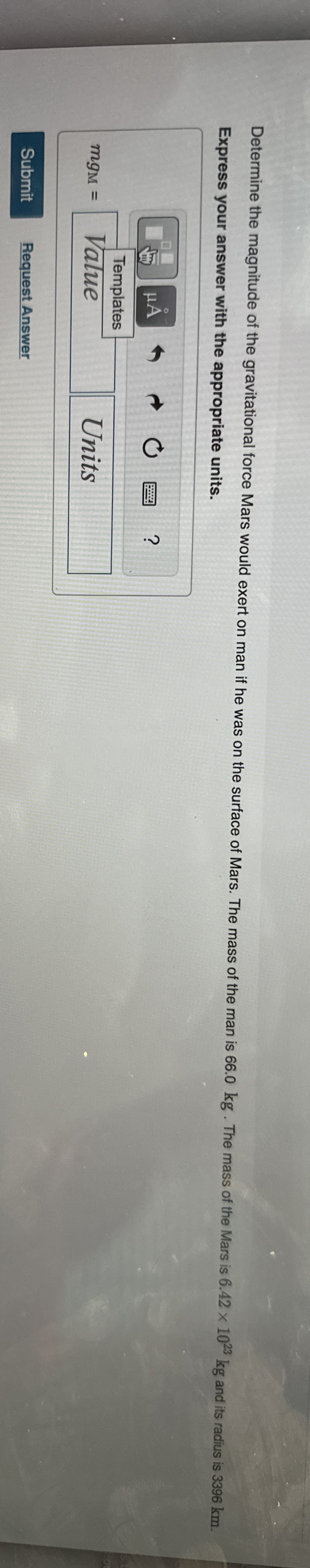 Determine the magnitude of the gravitational
