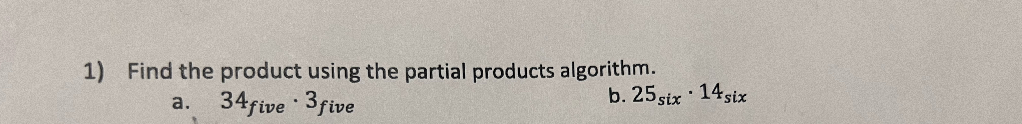 Find the product using the partial products