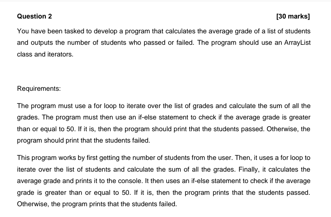 Question 2 [ 3 0 marks ] You have been tasked to