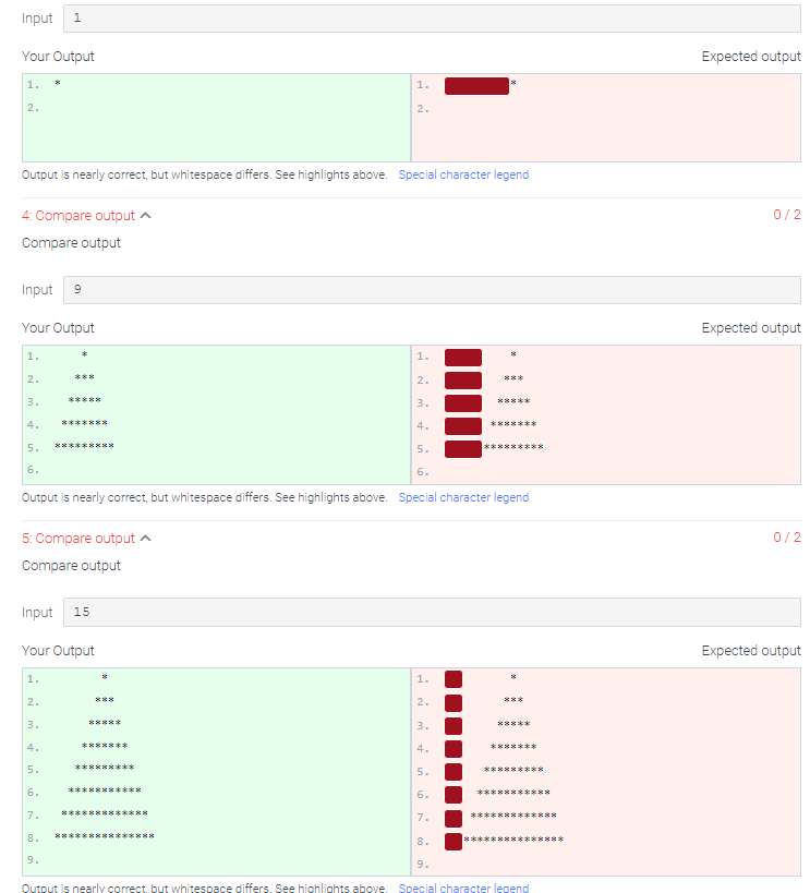 theres too much whitespace Your Output Output is
