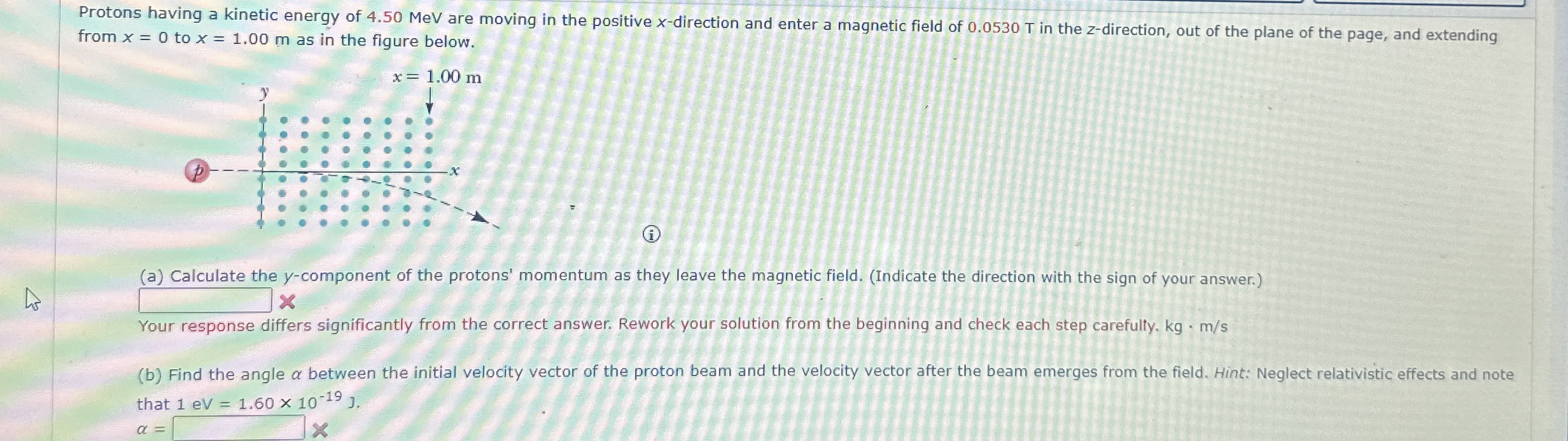 Protons having a kinetic energy of 4 . 5 0 MeV