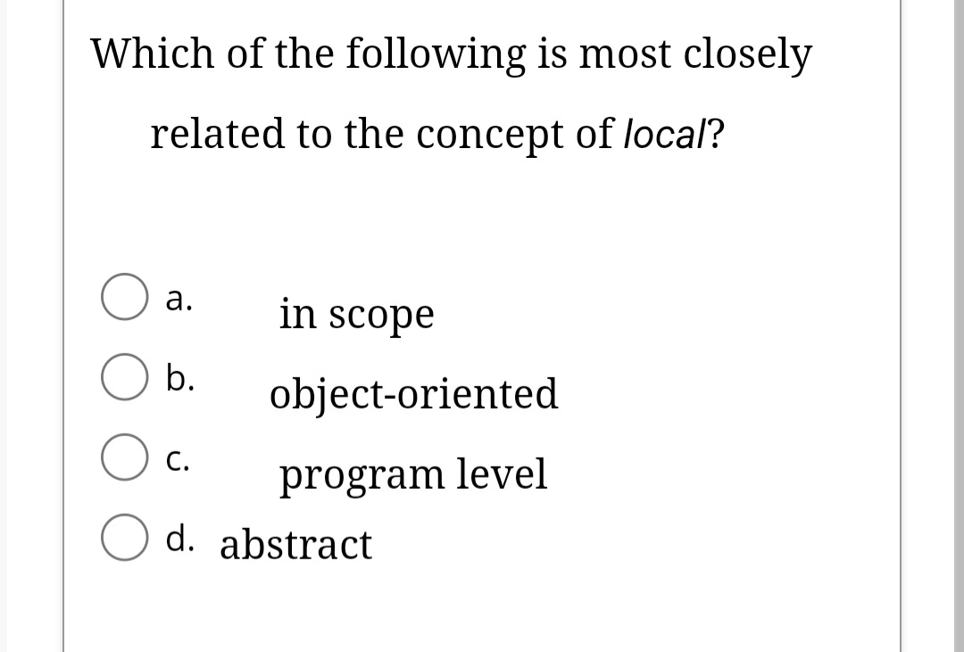 A method's interface is its a . parameter list b
