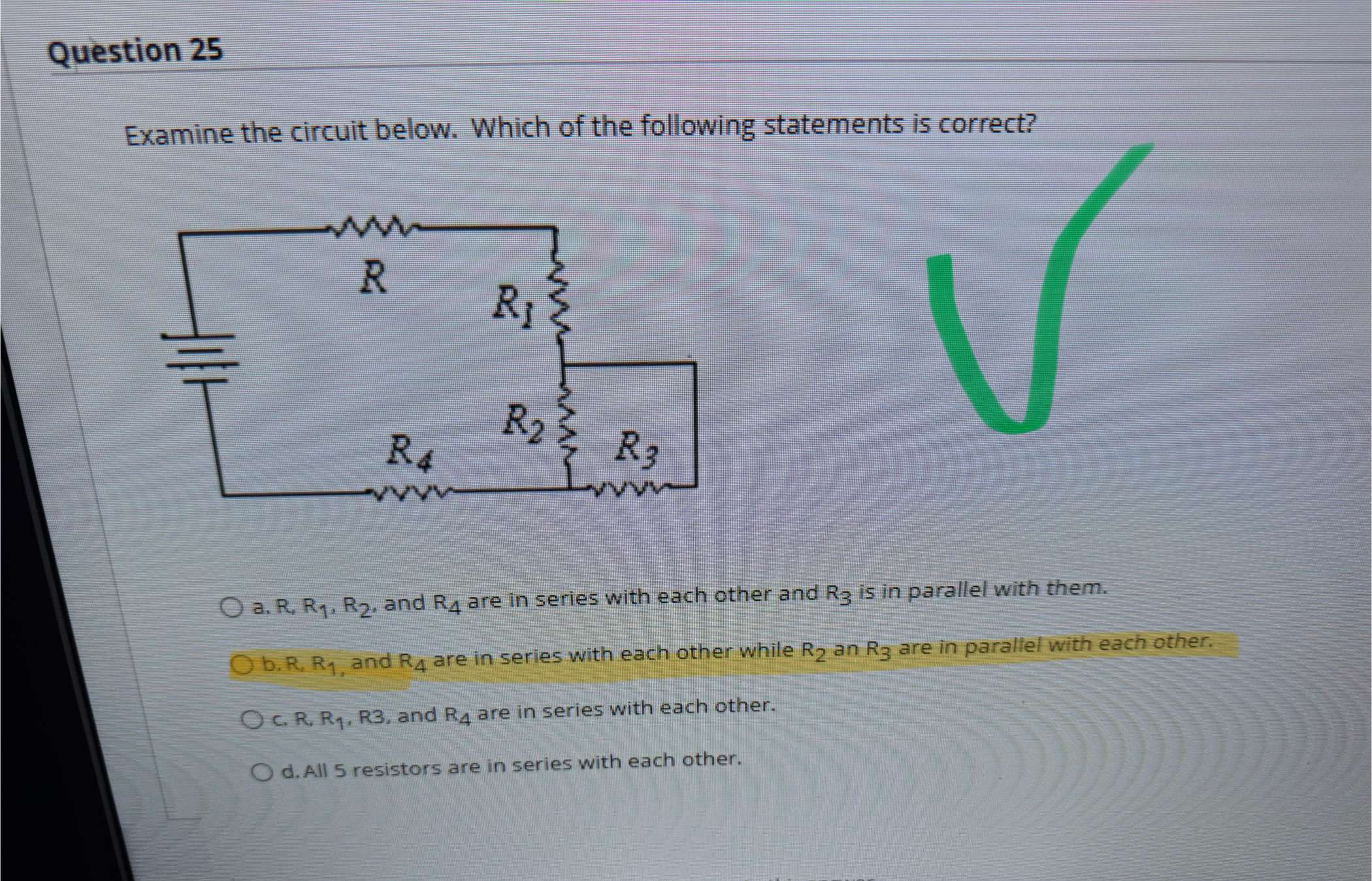 Question 2 5 Examine the circuit below. Which of