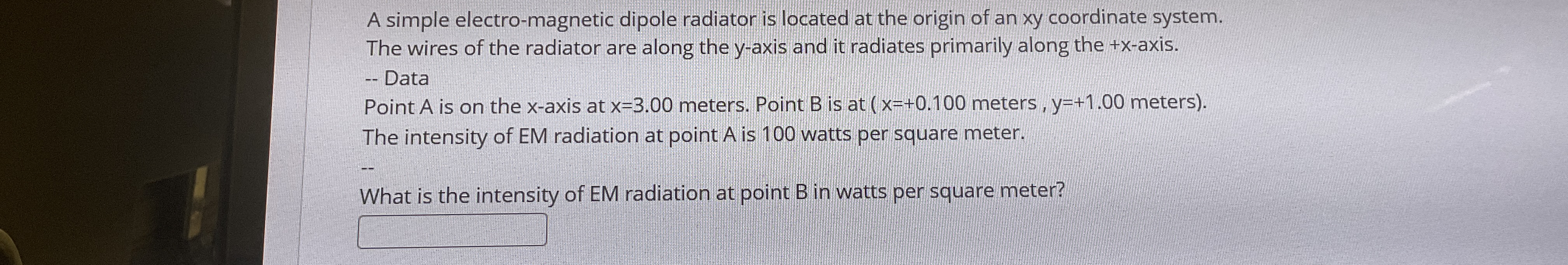 A simple electro - magnetic dipole radiator is