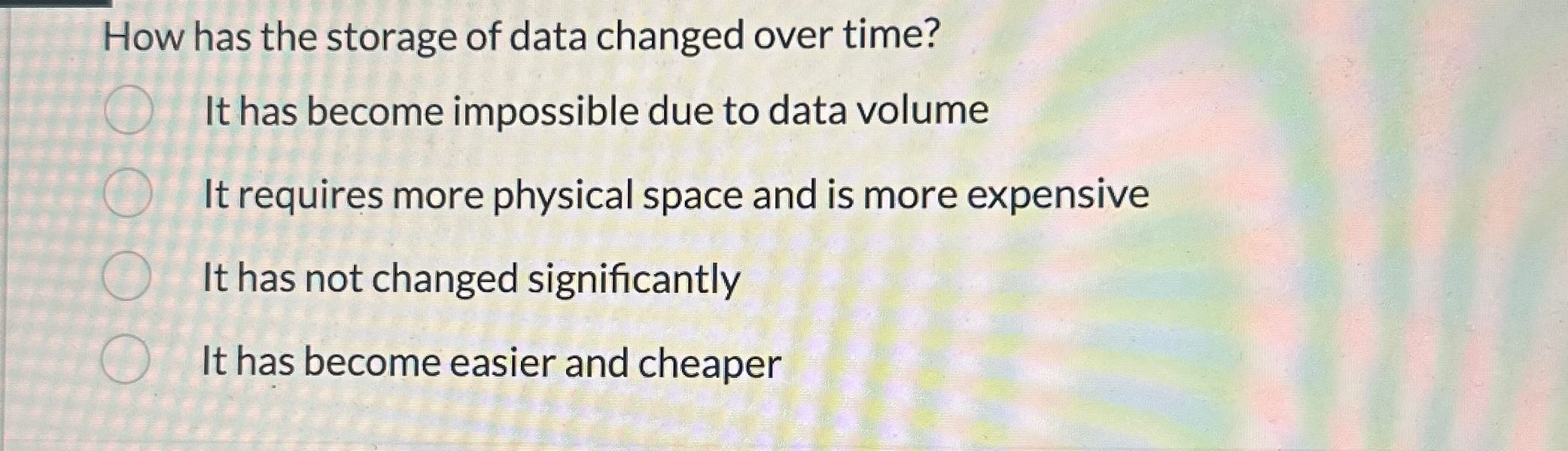 How has the storage of data changed over time? It
