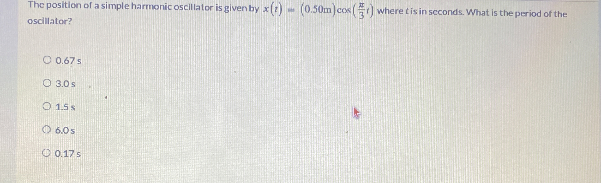 The position of a simple harmonic oscillator is