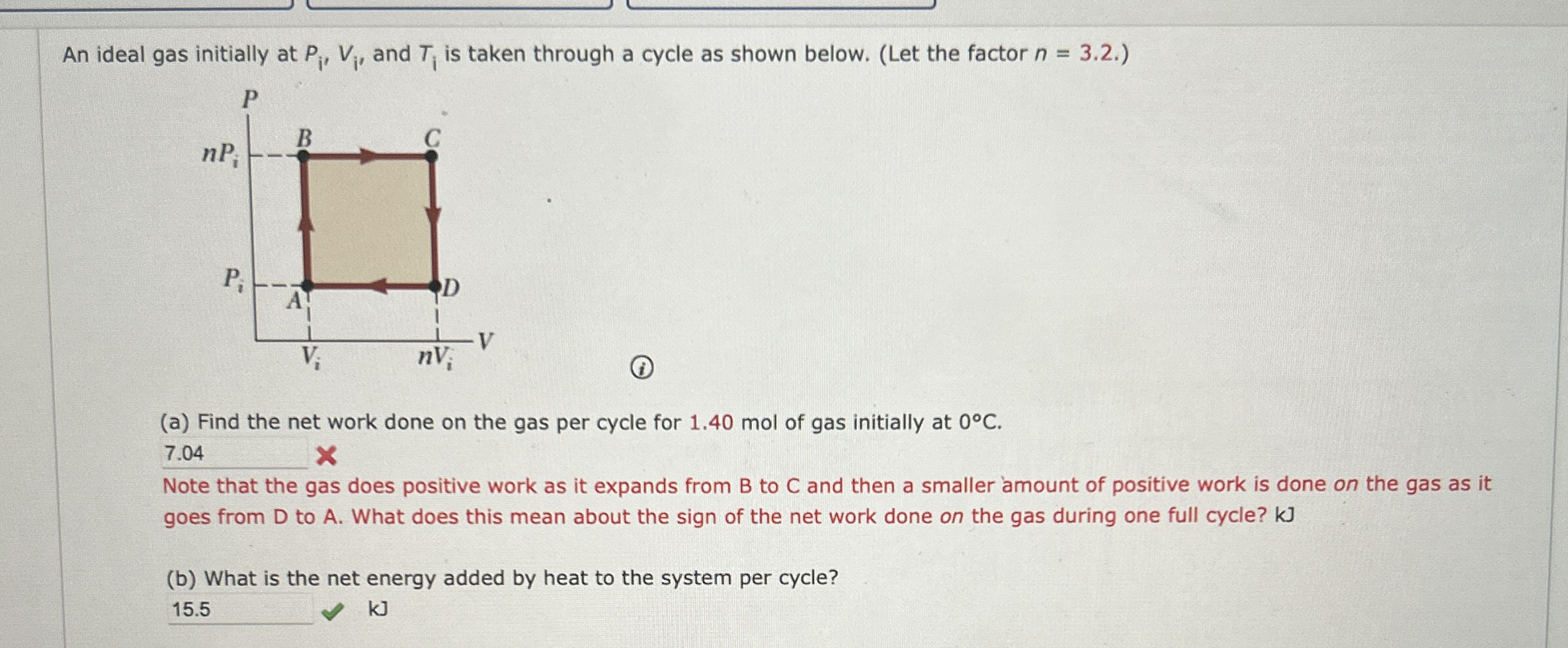 An ideal gas initially at P i , V i , and T i is
