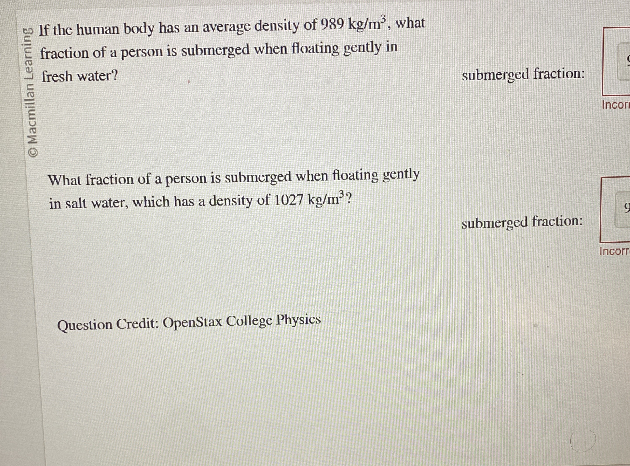 fraction of a person is submerged when floating