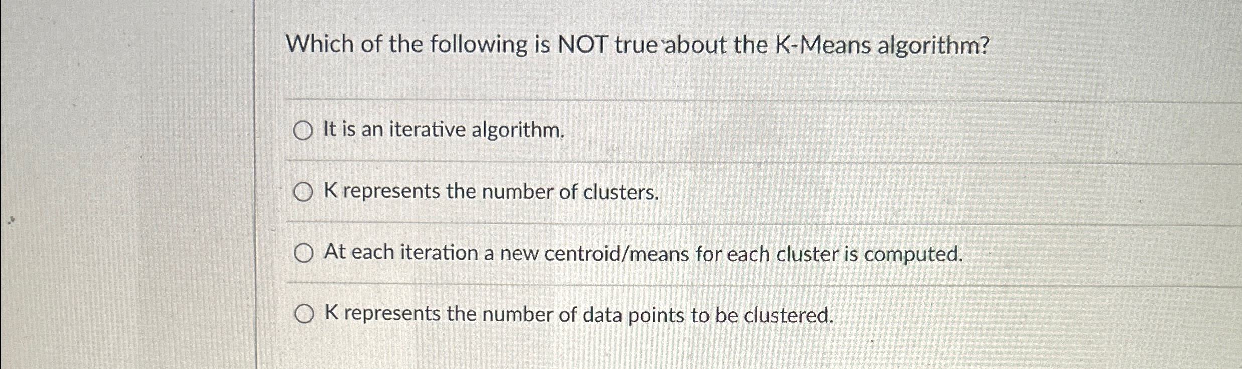 Which of the following is NOT true 'about the K -