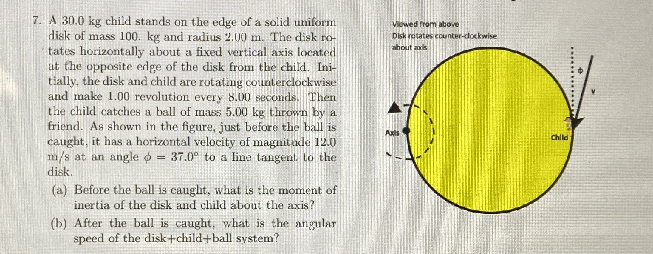 A 3 0 . 0 kg child stands on the edge of a solid