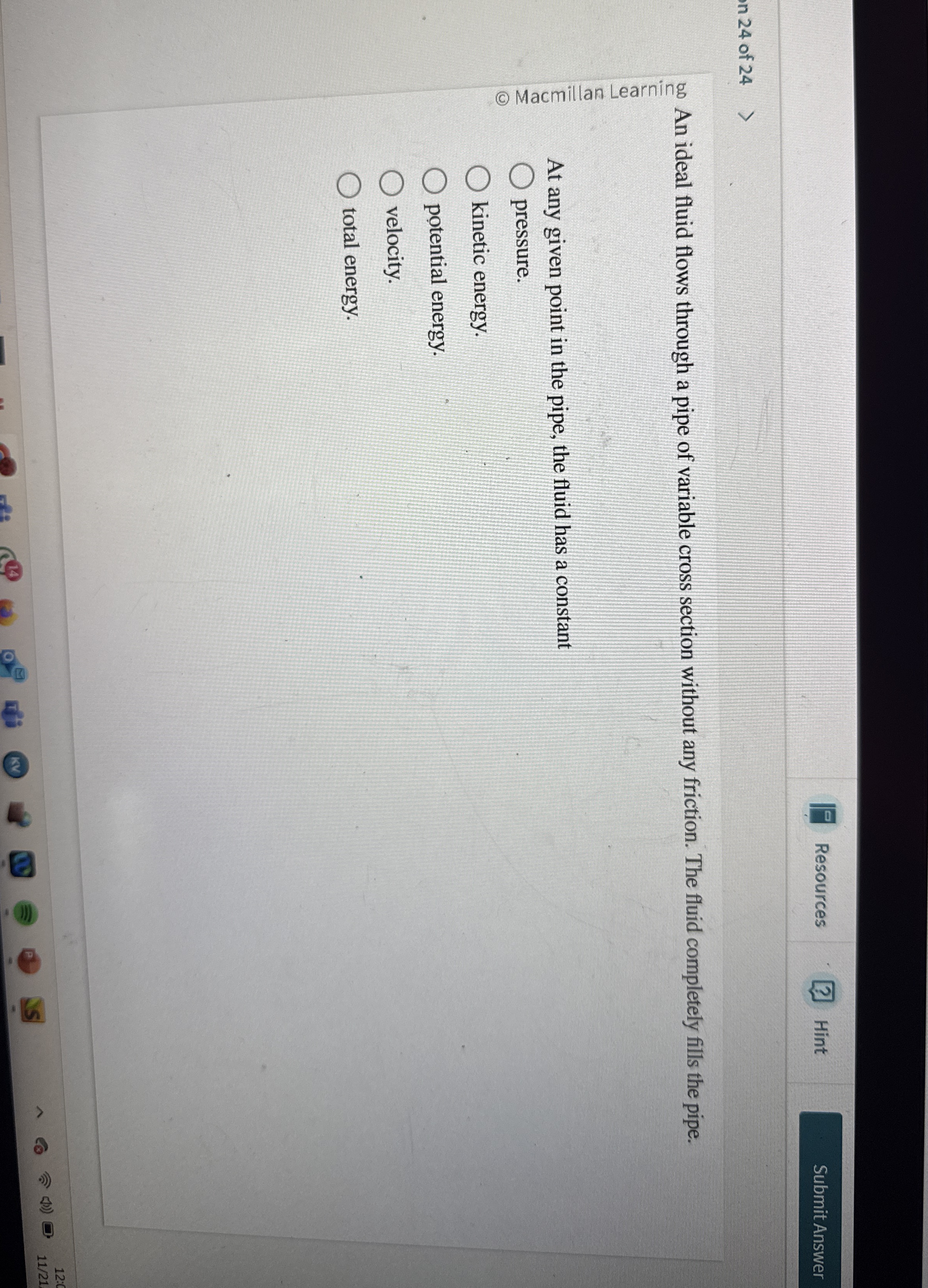 Resources [ ? ] Hint n 2 4 of 2 4 An ideal fluid