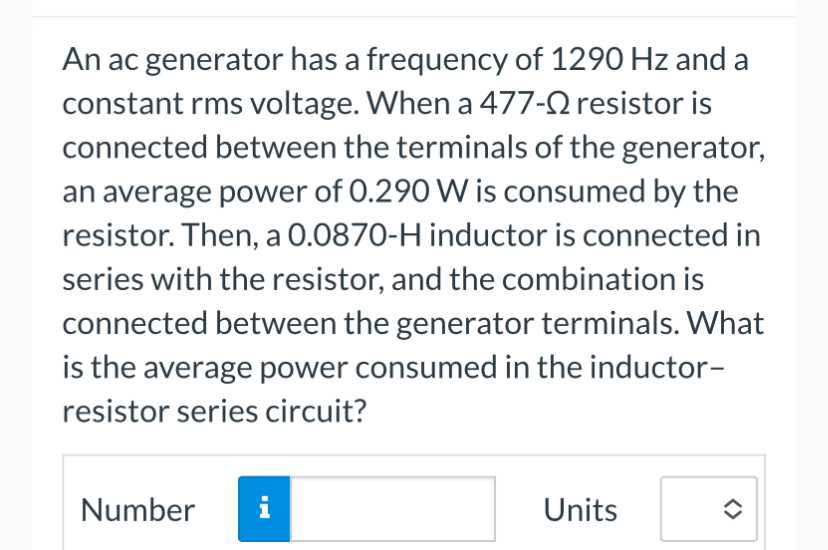 An ac generator has a frequency of 1 2 9 0 Hz and