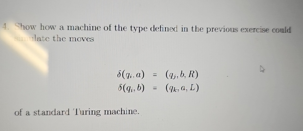 Show how a machine of the type defined in the