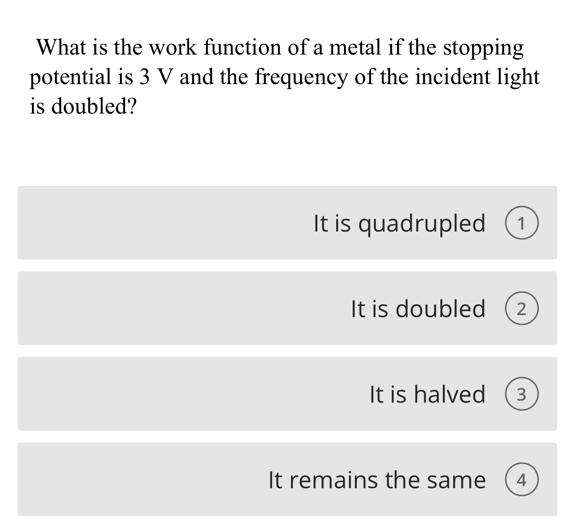 What is the work function of a metal if the