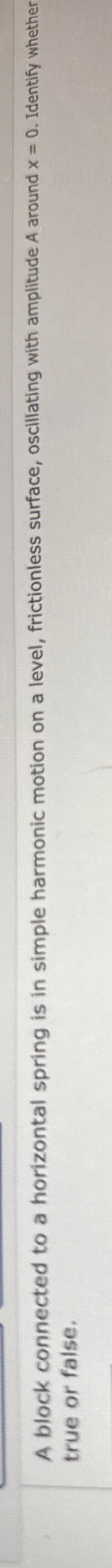 A block connected to a horizontal spring is in