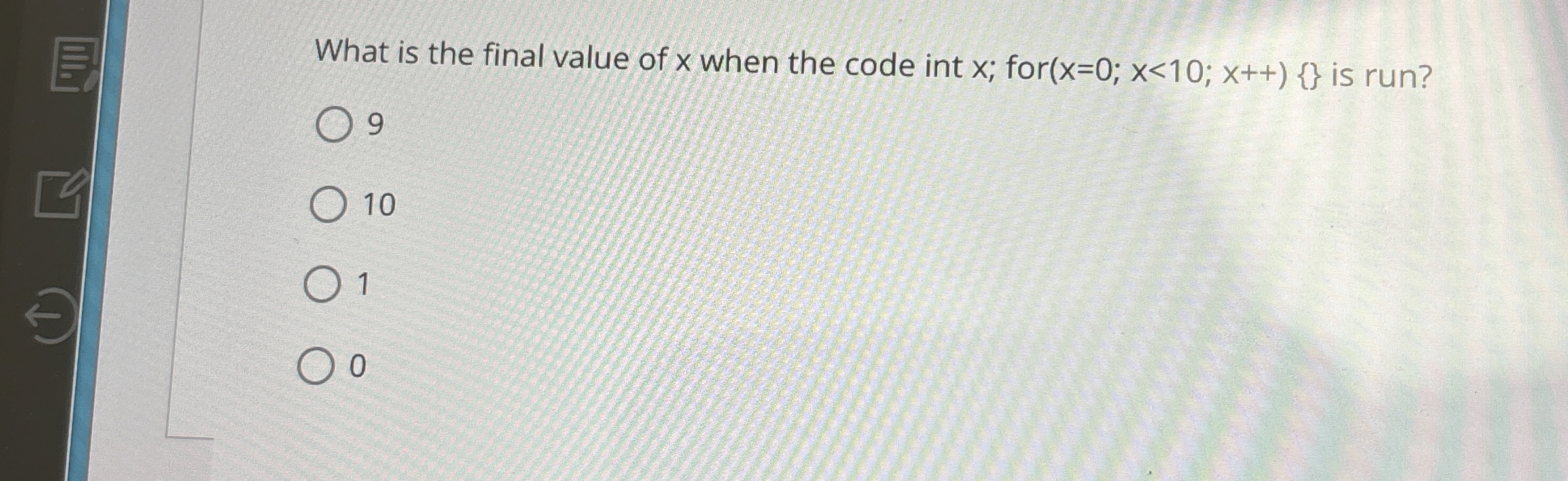 What is the final value of x when the code int x
